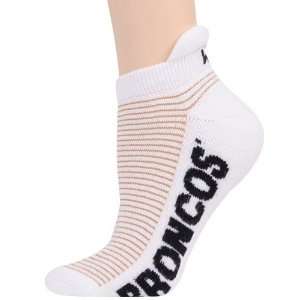   Broncos Ladies White Gold Striped Ankle Socks
