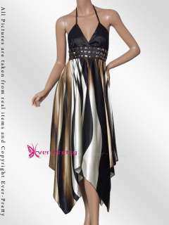 Stunning Empire Waist Halter Rhinestones Khaki Long Party Dress 