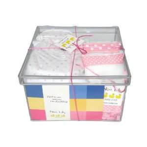  Noa Lily Medium Layette Gift Basket, Pink Dot, 6 Months 
