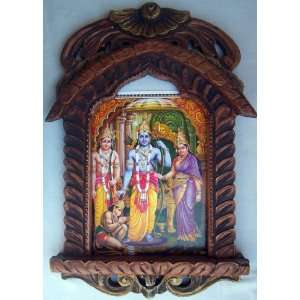  Lord Ram Laxman Sita & Hanuman poster in wood craft 
