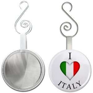  I HEART ITALY World Flag 2.25 inch Glass Mirror Backed 