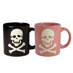  Waechtersbach His and Her Skull Mugs, Black/Pink, Set of 2 