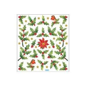   Multi colored Stickers holly Berries And Birds 6 Pack 