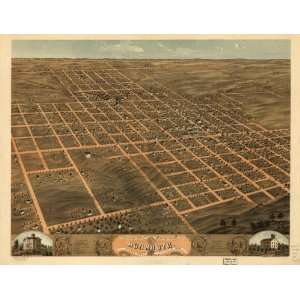  1869 birds eye map of city of Monmouth, Illinois