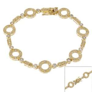  18K Gold over Sterling Silver Circle & Bar Link Bracelet Jewelry