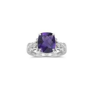  0.06 Cts Diamond & 3.26 Cts Amethyst Ring in 14K White 