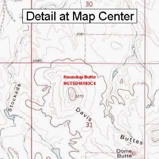 USGS Topographic Quadrangle Map   Roundup Butte, South Dakota (Folded 