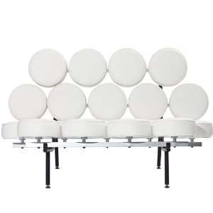   Nelson Style Marshmallow Sofa, Genuine White Leather