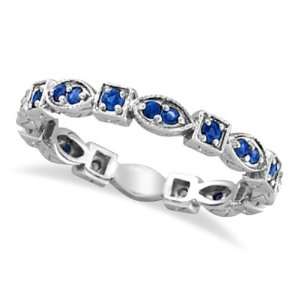  Blue Sapphire Eternity Stackable Ring Anniversary Band 14k 