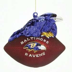 Baltimore Ravens NFL Glass Mascot Football Ornament (6)  
