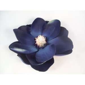  Navy Blue Magnolia Hair Flower Clip and Pin Back 