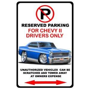  1966 67 Chevrolet Nova Chevy II Muscle Car toon No Parking 