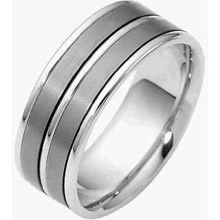    Thick 8.5mm Double Bar Platinum Wedding Band   8.5 