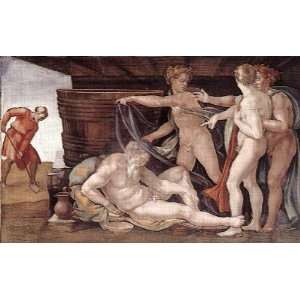   name Genesis 9 Drunkenness of Noah, By Michelangelo