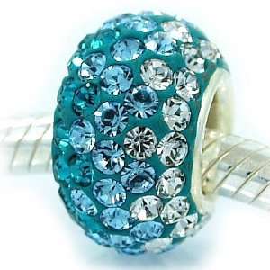  .925 Sterling Silver with Shades of Turquoise Aquamarine 