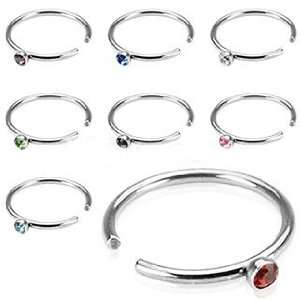   Surgical Steel Non Piercing Nose Hoop with 2mm Gem Ball Top.   Red