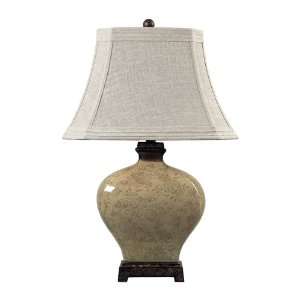   Valley Floral Ceramic Table Lamp, Sand Linen Shade