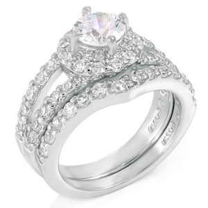  .925 Sterling Silver Wedding Ring Set Lavishly Lined Up 