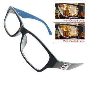   Metal Plate Detail Arms Multi Coated Lens Black Blue Frame Spectacles