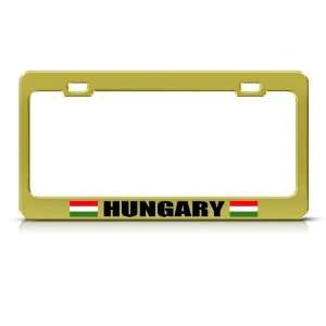  Hungary Hungarian Flag Gold Country Metal License Plate 
