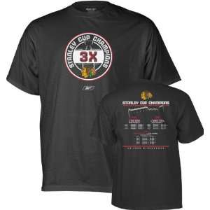    Black  3 Time Stanley Cup Champions T Shirt