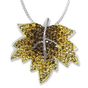   Crystal Large Maple Leaf Pendant. Made with Swarovski Elemen Jewelry