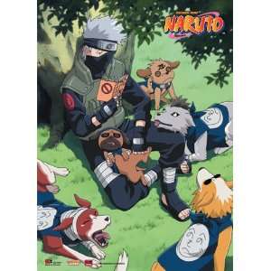  Naruto Kakashi Reading With Dogs Anime Wall Scroll Toys 