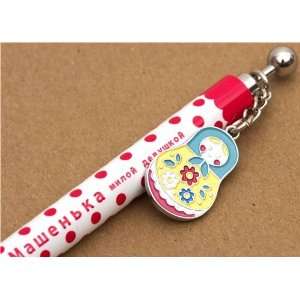    white red polka dots ballpoint with matryoshka Toys & Games