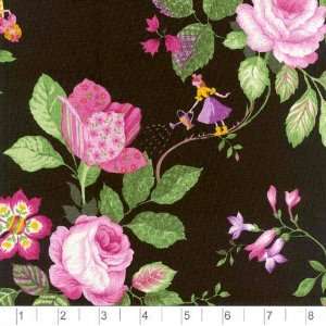   Wide Floral Bouquet Black Fabric By The Yard Arts, Crafts & Sewing