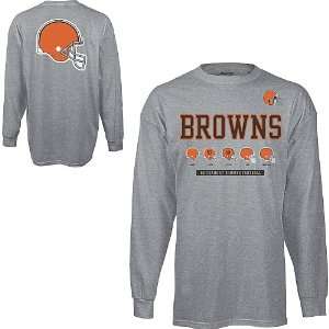  Reebok Cleveland Browns Helmet History Long Sleeve T Shirt 