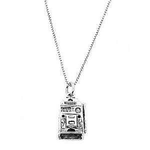    Sterling Silver 3 Dimensional Casino Slot Machine Necklace Jewelry