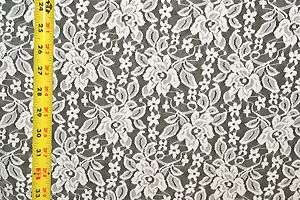 Stretch Allover Lace Ivory Floral 4 way stretch 58 wide Fabric by the 