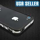 Apple iPhone 4 4S 4G Black Clear Bumper Case Cover W/ Metal Buttons S 