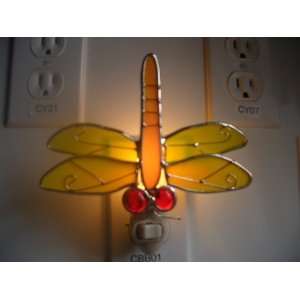  Stained Glass Yellow Dragonfly Night Light Everything 