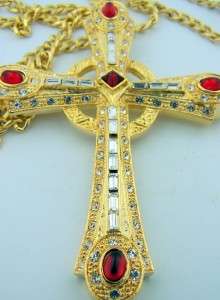 Gold Gilded Crystal Ruby Bishops Pectoral Cross On Fine Gilded 30 