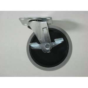 Swivel caster with brake, 5 diameter x 15/16 wide thermoplastic 
