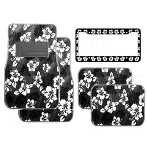  Fit Hawaii Hibiscus Carpet Floor Mats for Cars / Truck and Plastic 
