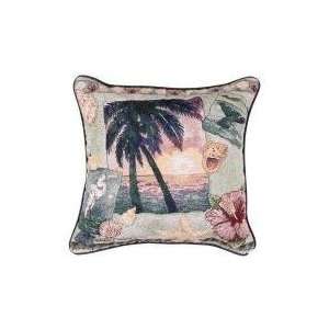 Palm Tree Collage Decorative Accent Throw Pillow 17 x 17  