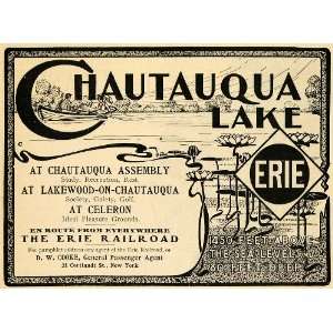 1902 Ad Erie Railroad Chautauqua Lake Celeron Pleasure 