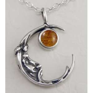  Sterling Silver Small Half Moon Face Jewelry
