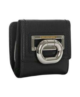 Balenciaga black leather hinge french wallet  