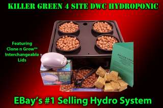   Complete Hydroponic DWC 4 Plant Hydro High Yeild System +Grow Guide