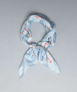Salvatore Ferragamo sky blue gancio and striped circle silk scarf