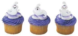 HALLOWEEN White GHOSTS Casper Scary Cute (12) Plastic Party Cupcake 