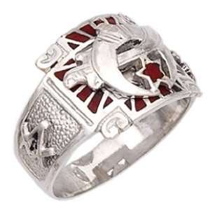   Sterling Silver Masonic Freemason Shrine Ring (Size 8.5) Jewelry