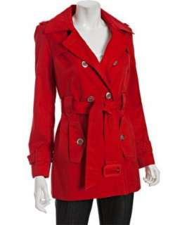 Calvin Klein cherry cotton blend belted trench  