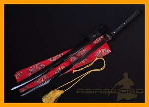 Handmade Full Tang Musashi Black Steel Sharp Japanese Samurai Katana 