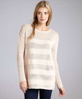 Hayden blush tonal stripe cotton hand knit sweater