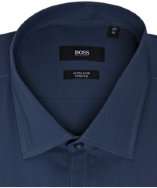 Hugo Boss Black dark blue stretch cotton extra slim fit Harper dress 