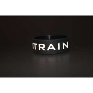  TRAIN HARD Silicone 1 Inch Wristband   Black/White 